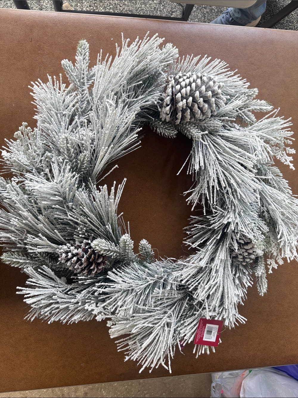 St. Nicholas Square White Flocked Pinecone Holiday Wreath